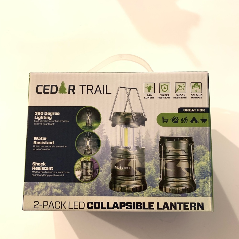 Cedar Trail 2-Pack LED Collapsible Lanterns - Green Camo